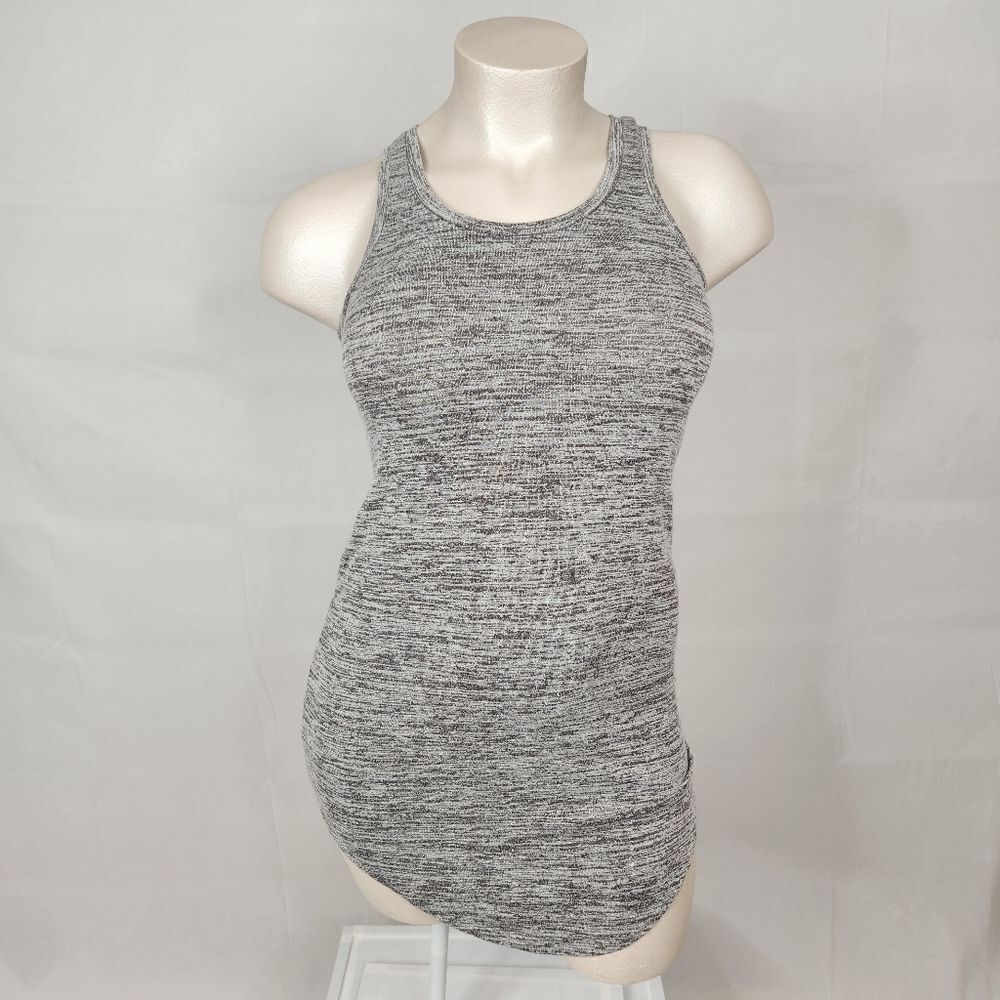Leith Heathered Gray Racerback Shift Stretch Knit Dress Sz XS